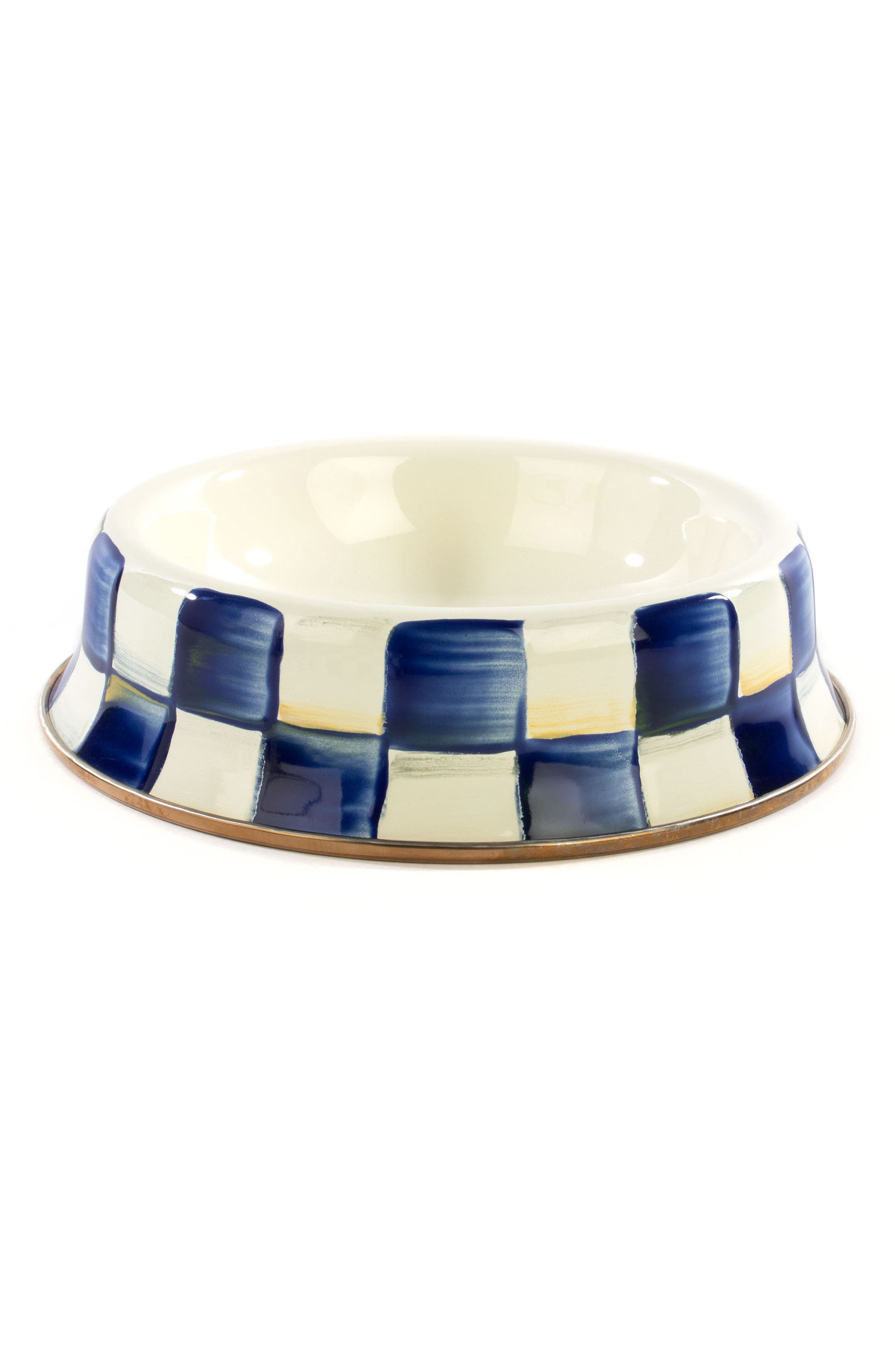 MACKENZIE CHILDS Royal Check Cat Dish - Royal