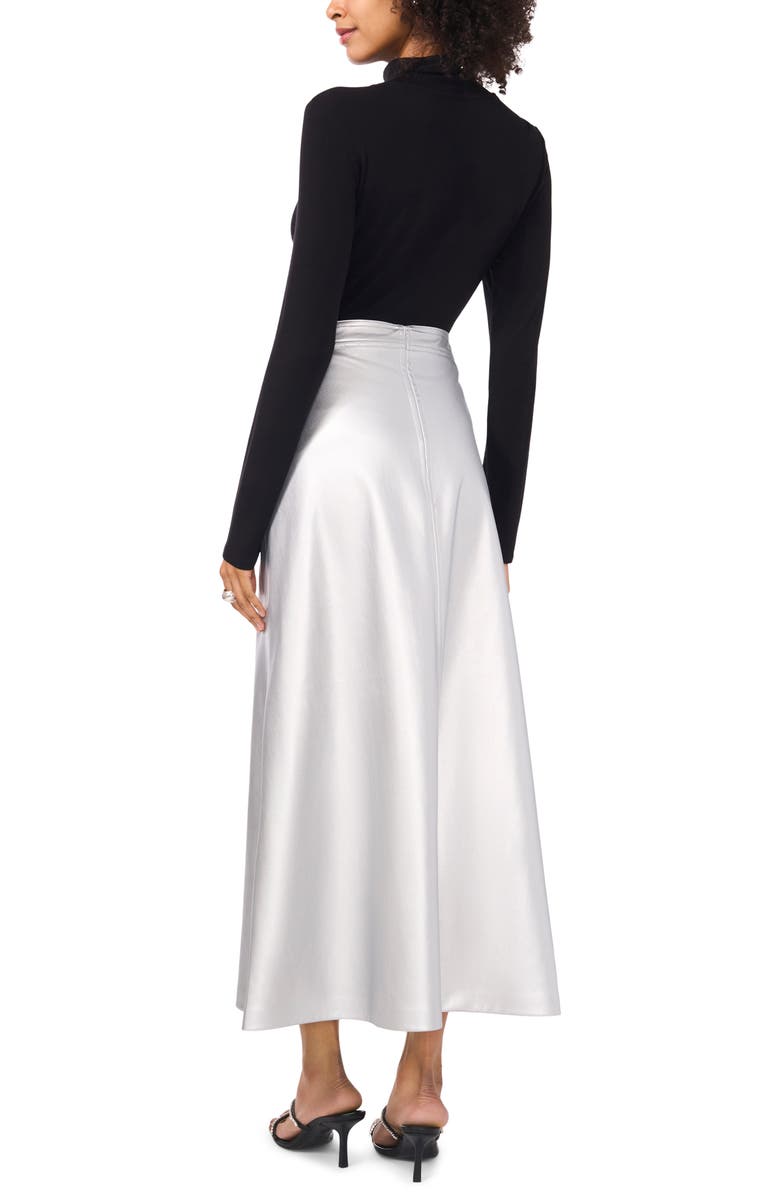 Vince Camuto Faux Leather A-Line Skirt, Alternate, color, Silver