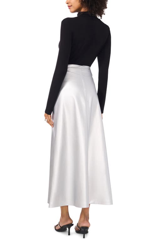 Vince Camuto Faux Leather A-line Skirt In Silver