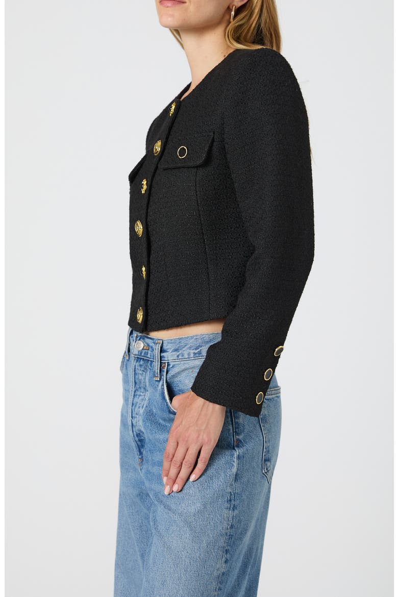 Mismatched Button Tweed Jacket, Alternate, color, 01-BLACK