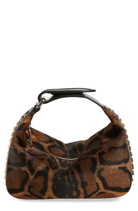 Funky Dopp Bengali Print Genuine Calf Hair Top Handle Pouch