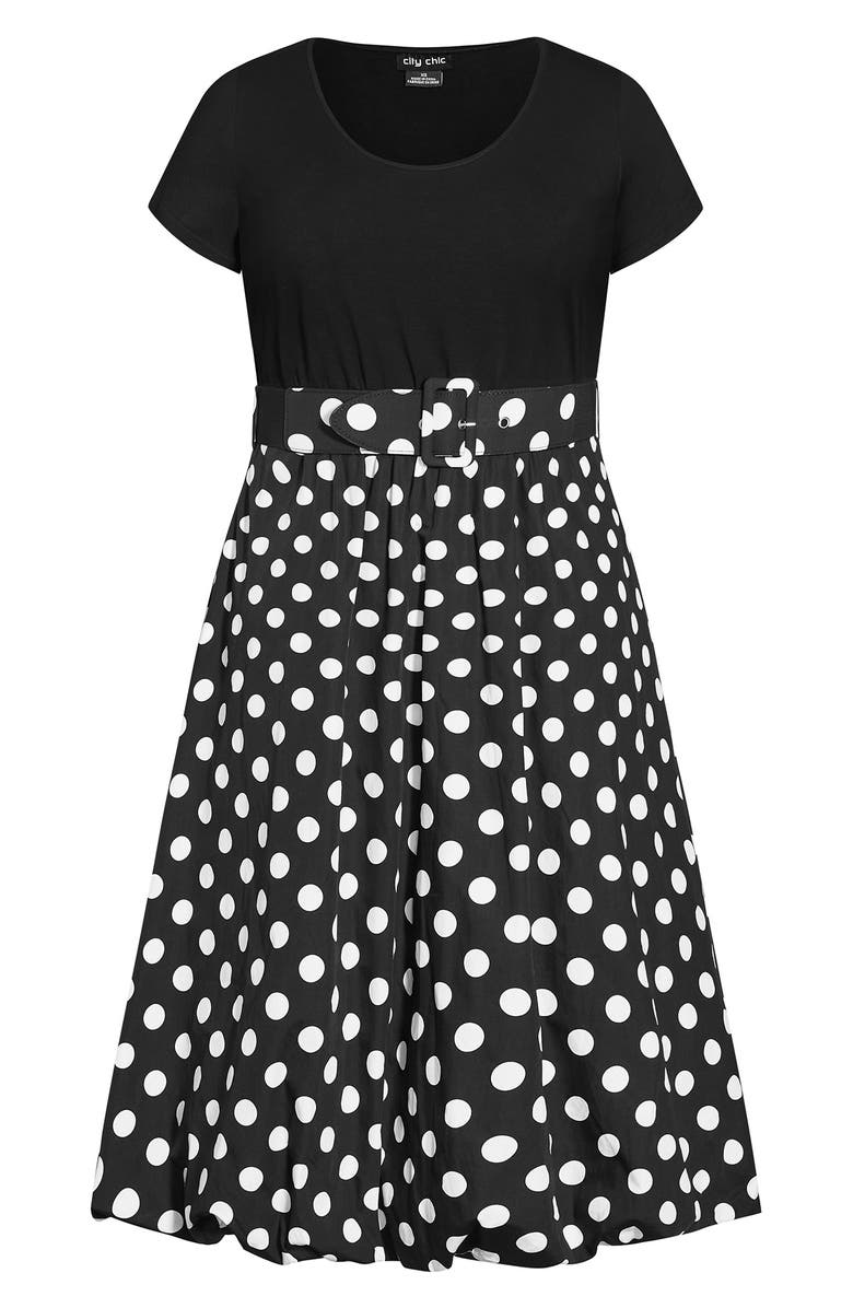 City Chic Darling Polka Dot Belted Midi Dress, Alternate, color,