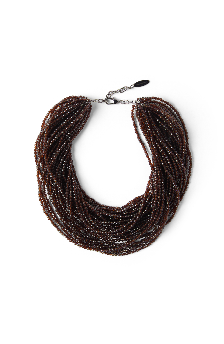 Brunello Cucinelli Vetro and Silver choker, Main, color, Brown