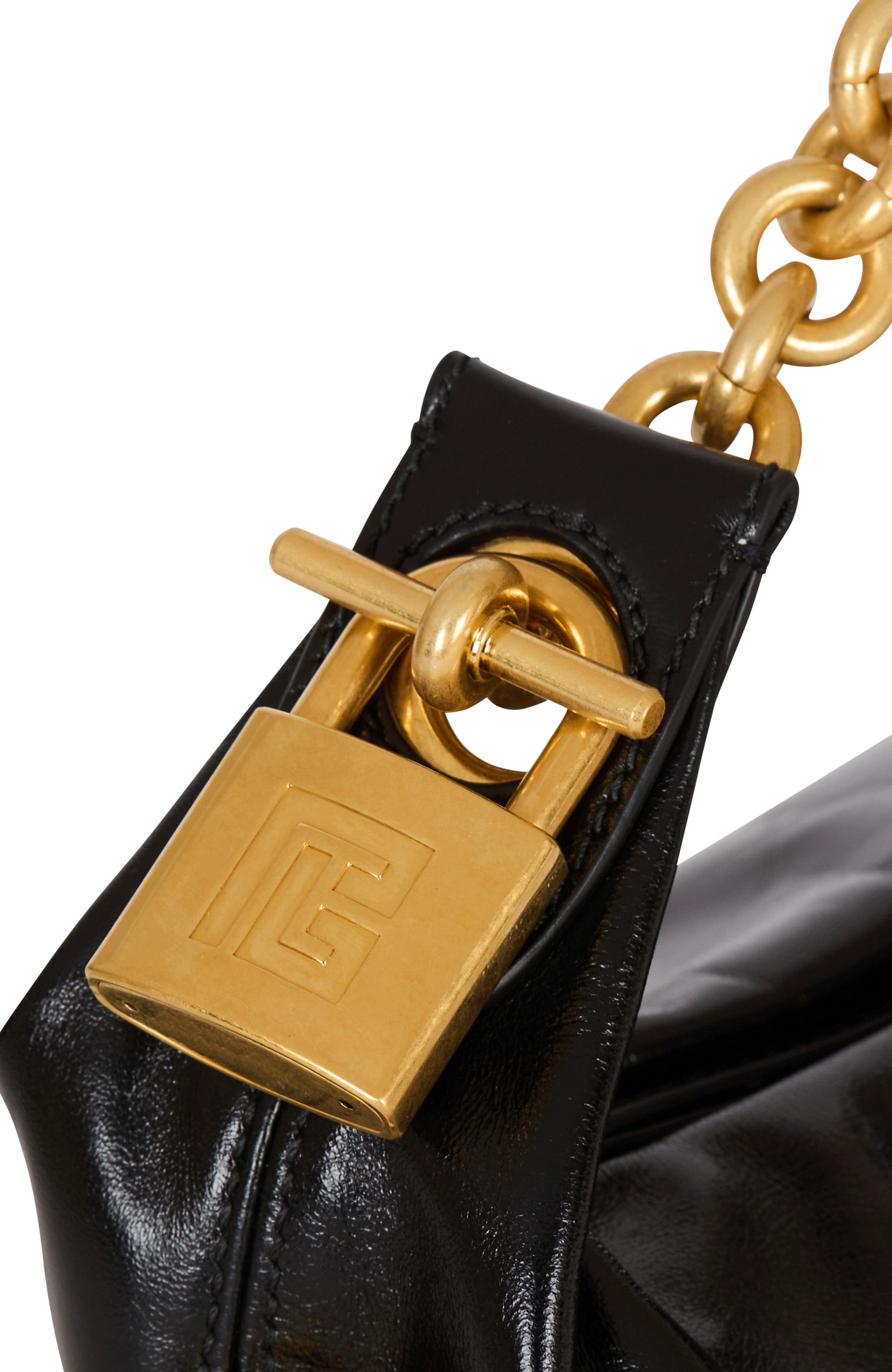 Balmain Mini Sync Bag In Calfskin Leather, Alternate, color, Black