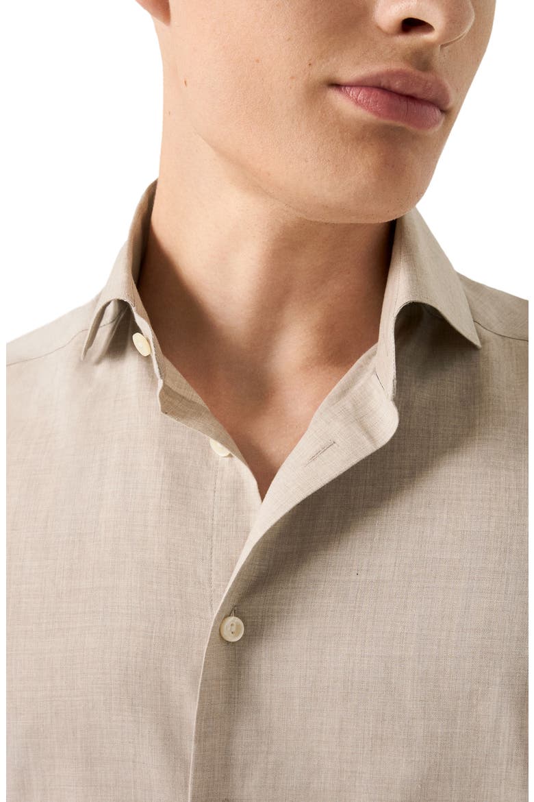 Slim Fit Flannel Dress Shirt, Alternate, color, LIGHT BEIGE