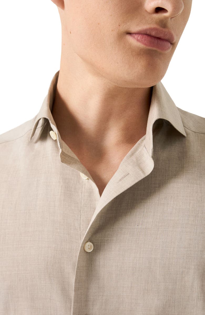 Eton Slim Fit Flannel Dress Shirt, Alternate, color, Light Beige