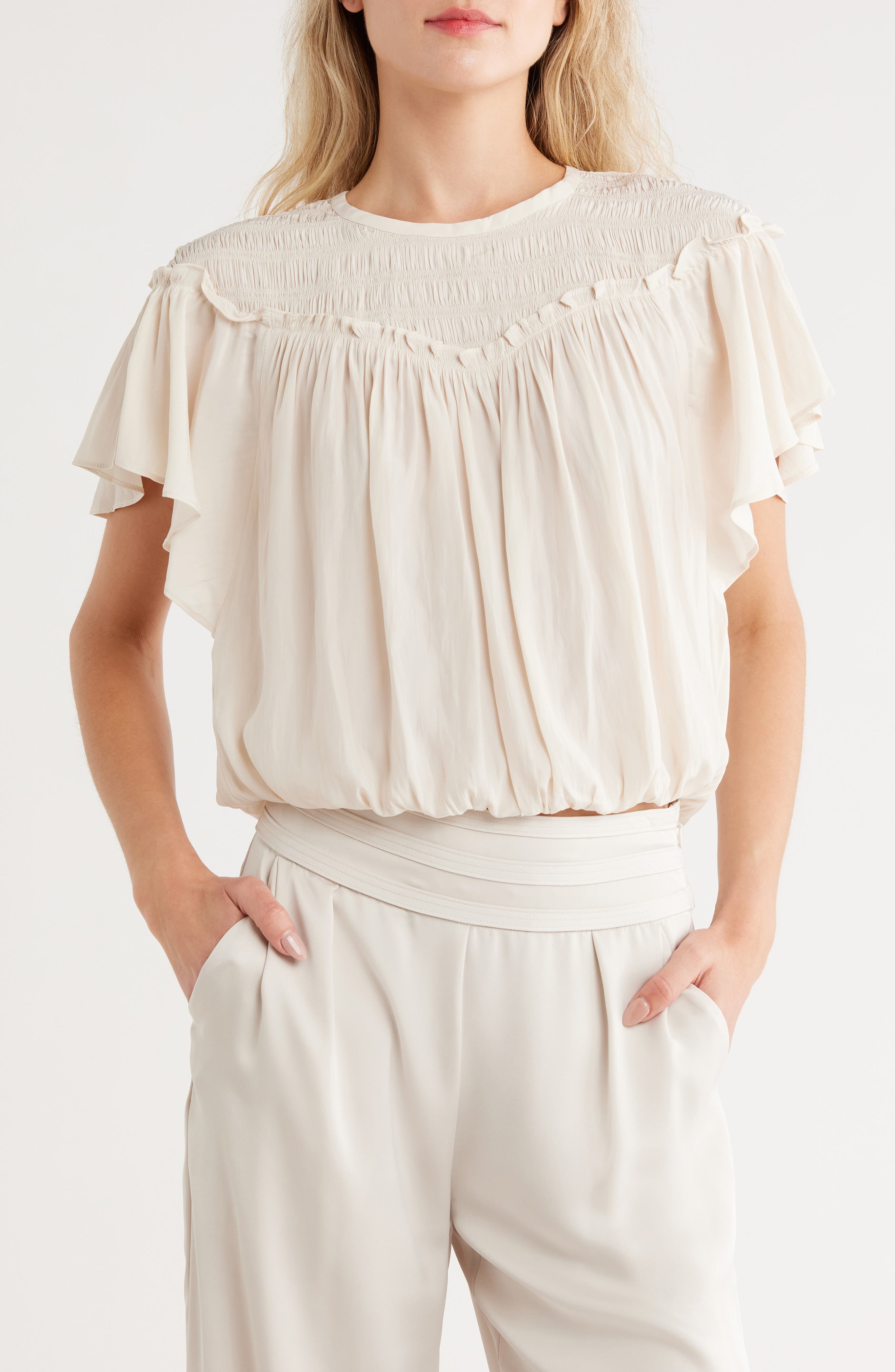 Ramy Brook Tess Flutter Sleeve Crop Top
