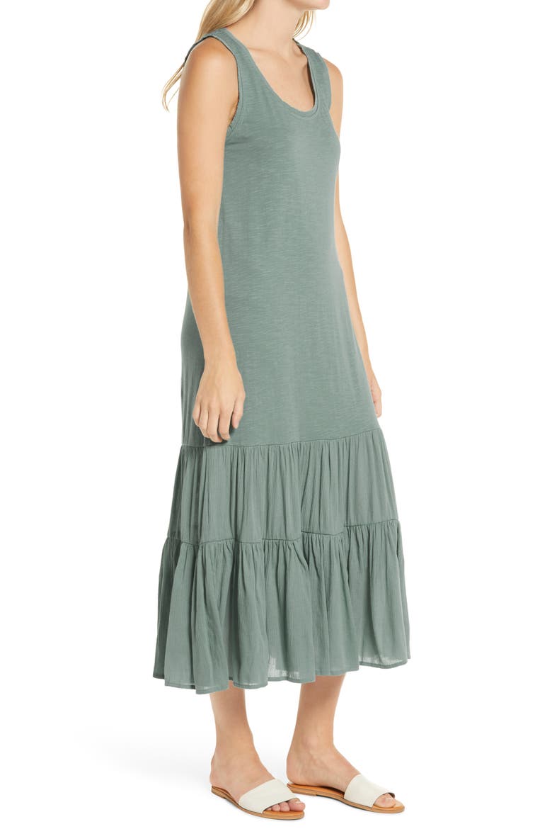 Mixed Media Drop Waist Maxi Dress, Alternate, color, GREEN TRELLIS