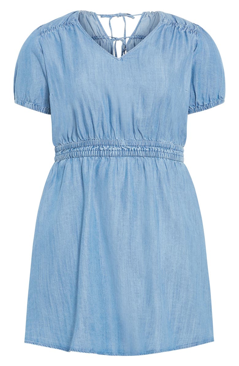 City Chic Emma Puff Sleeve Chambray Minidress, Alternate, color, 