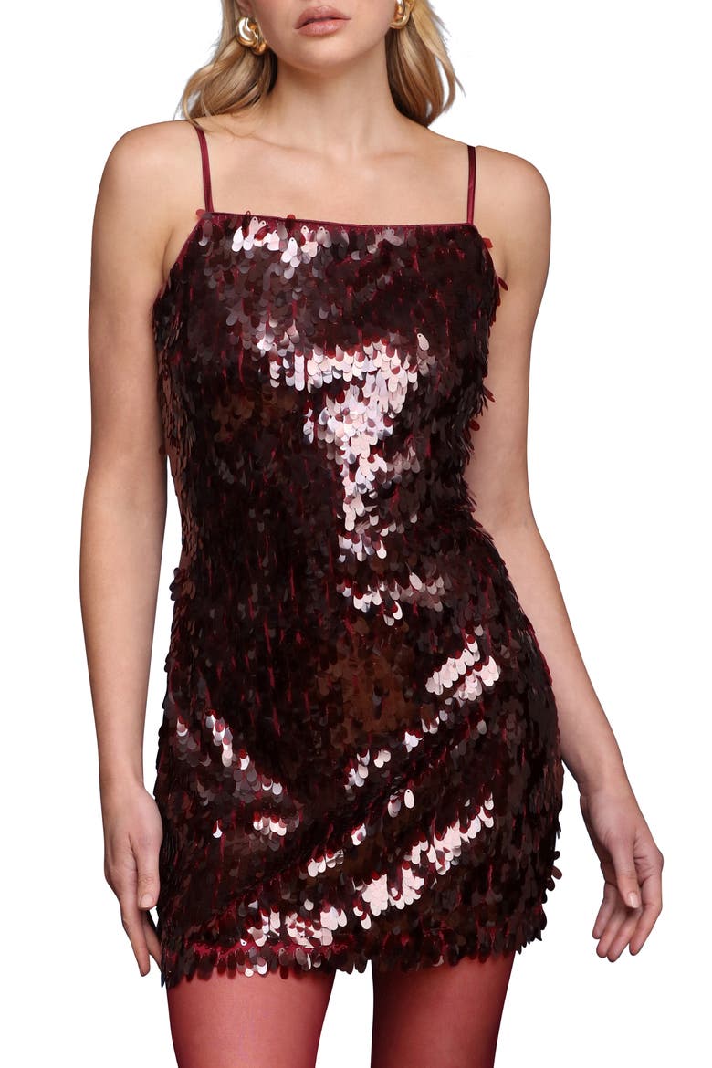 Sequin Cocktail Minidress, Alternate, color, BURGUNDY