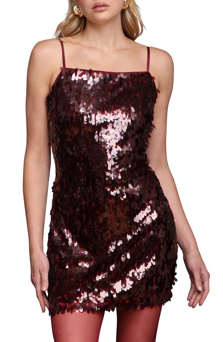 Avec Les Filles Sequin Cocktail Minidress, Alternate, color, Burgundy