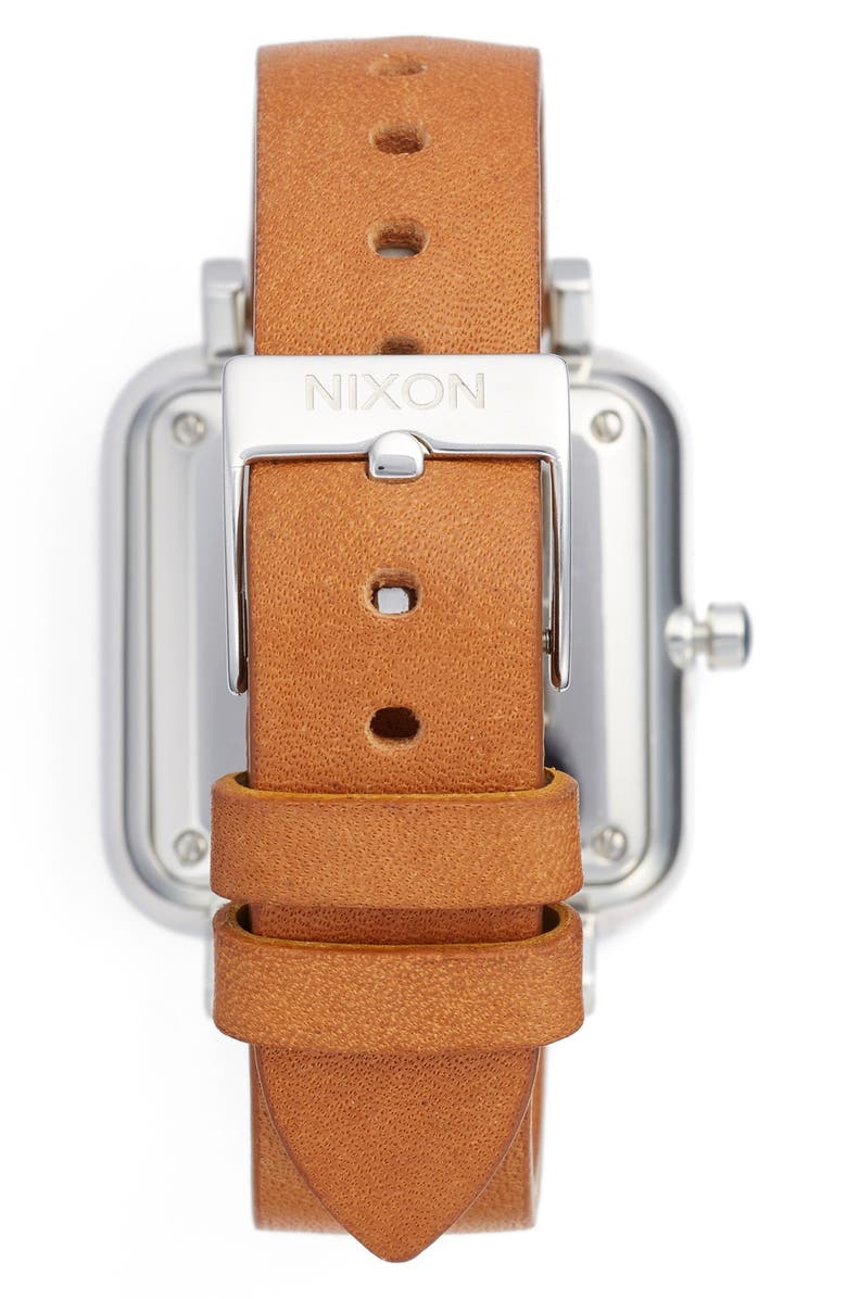 Nixon Ragnar Square Leather Strap Watch, 36mm, Alternate, color, 