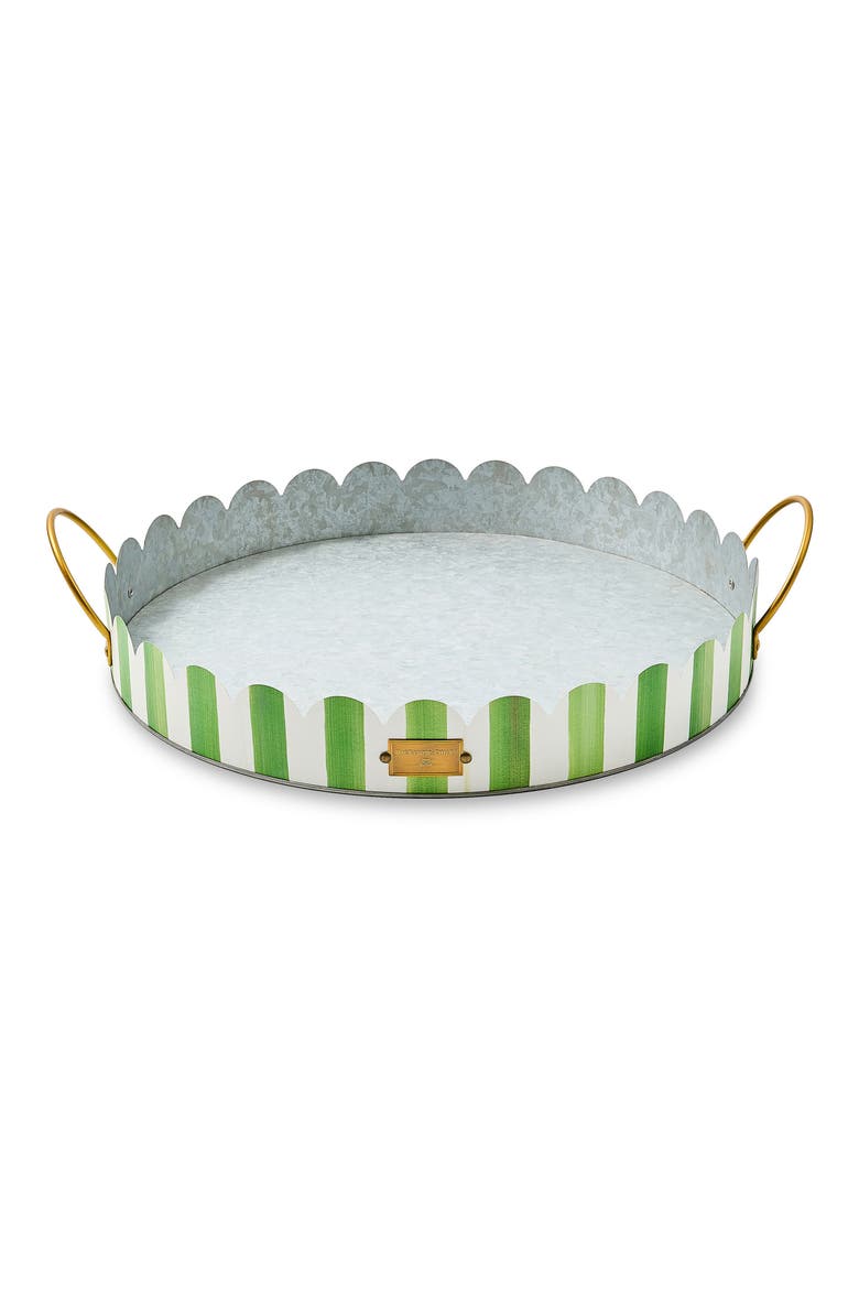Grass Green Stripe Set of 2 Serving Trays, Alternate, color, GREEN