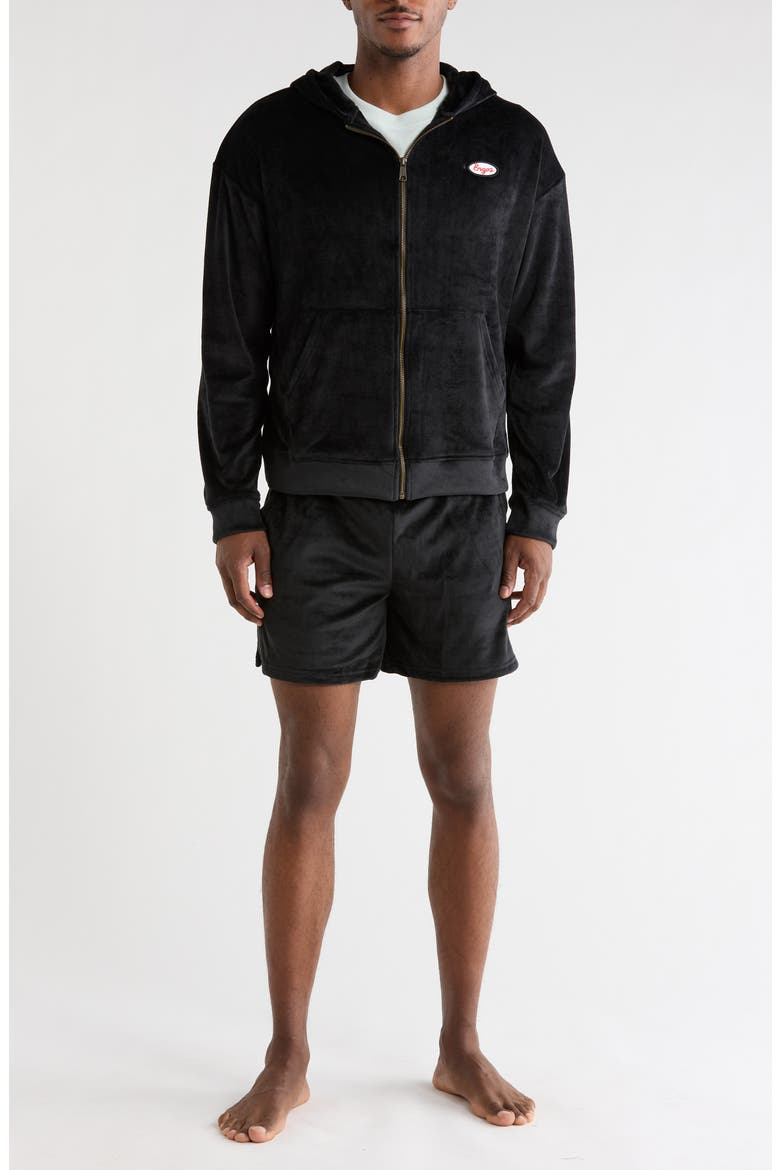 Velour Short Pajamas, Main, color, BLACK