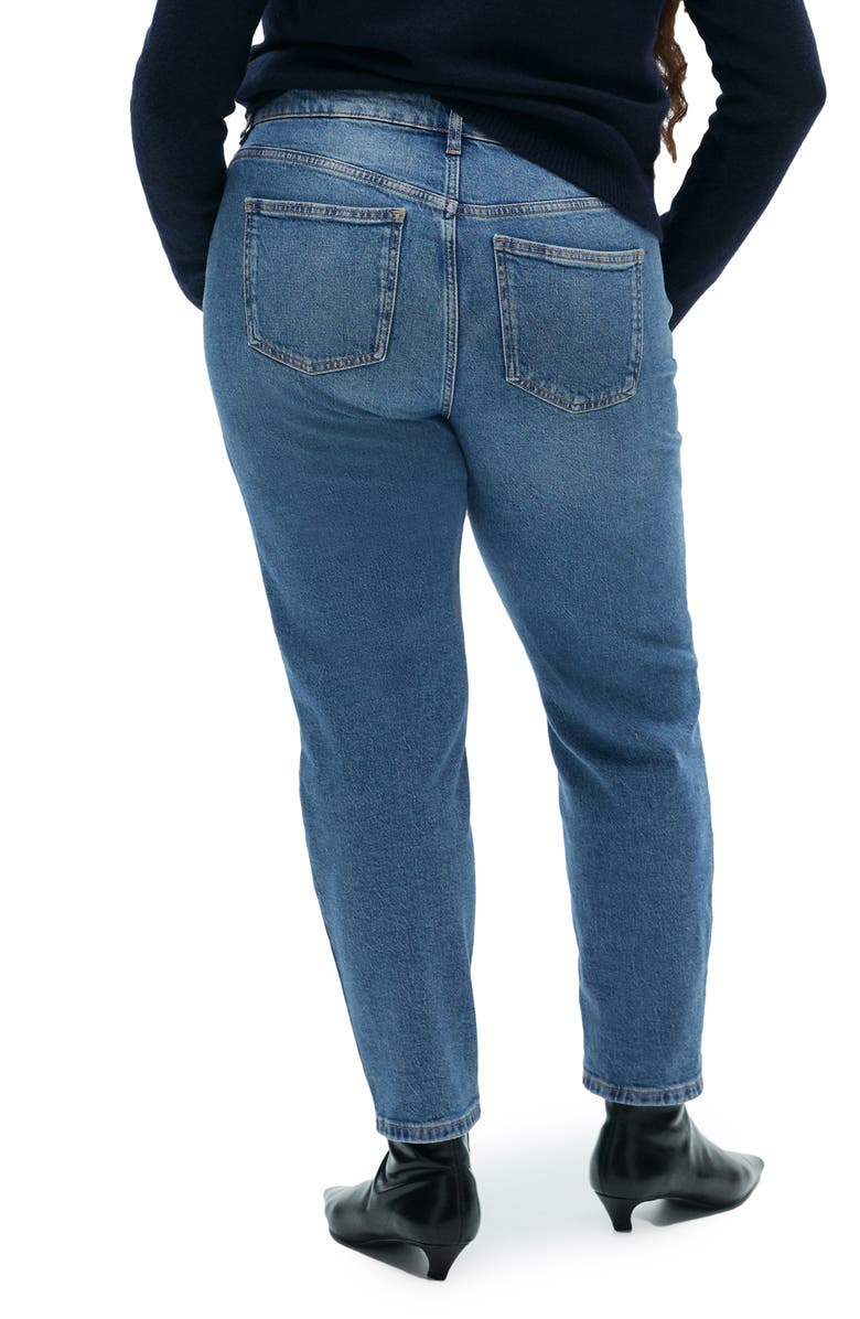 MANGO Comfort High Waist Straight Leg Jeans, Alternate, color, Medium Blue