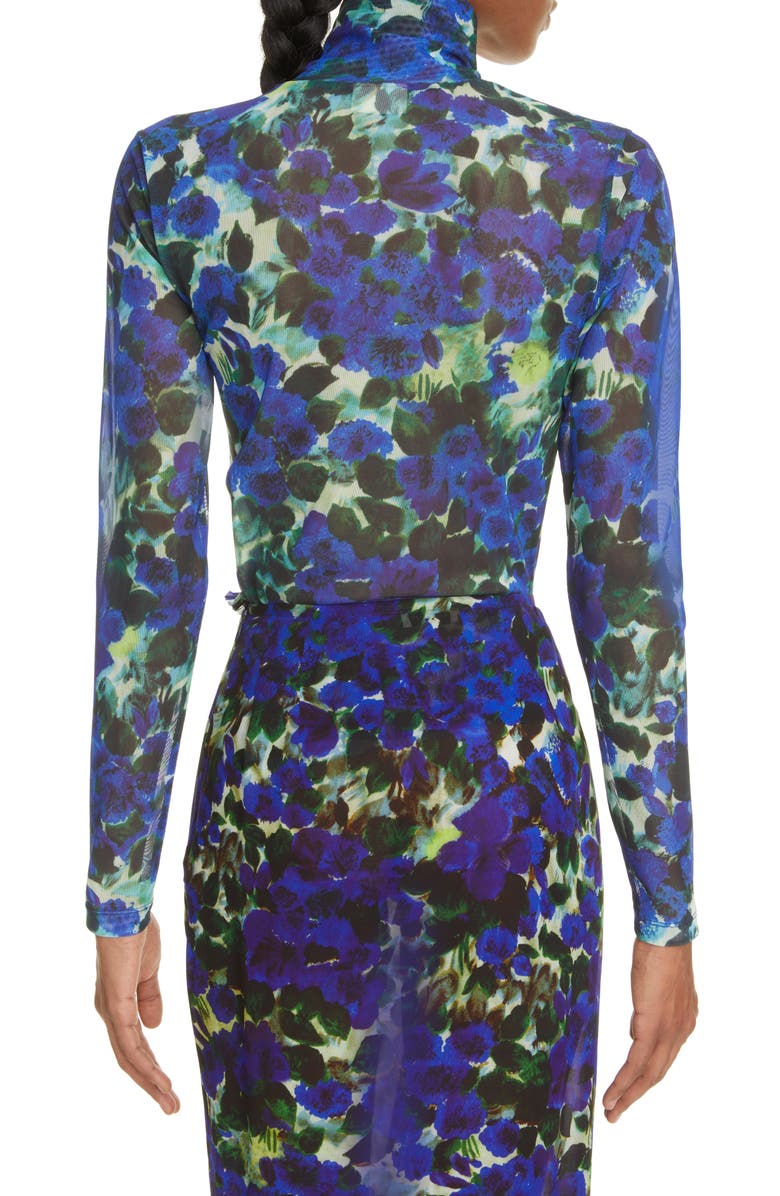 Dries Van Noten Heyser Floral Print Mesh Turtleneck, Alternate, color, 