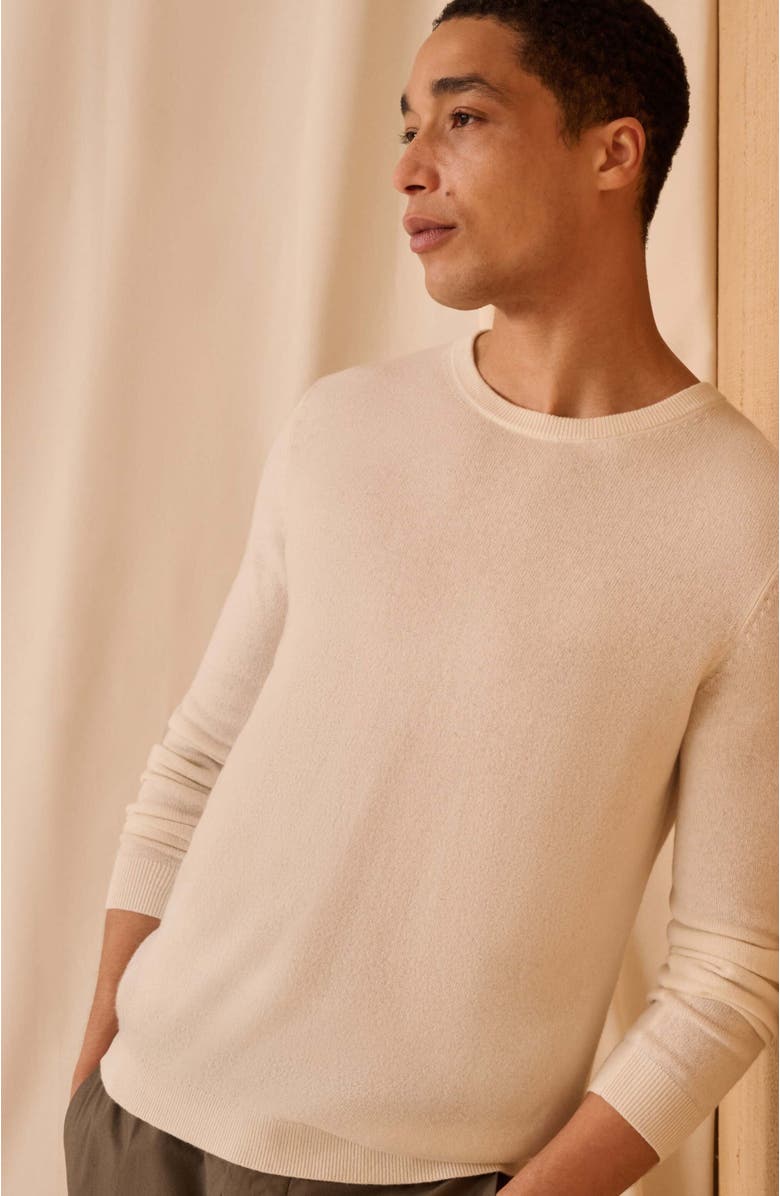 Onia Fine Cotton Knit Long Sleeve Crewneck Sweater, Alternate, color, Egret