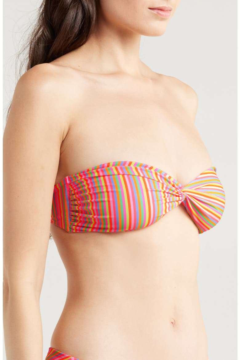 Twist Strapless Bandeau Bikini Top, Alternate, color, SUNSHINE SORBET