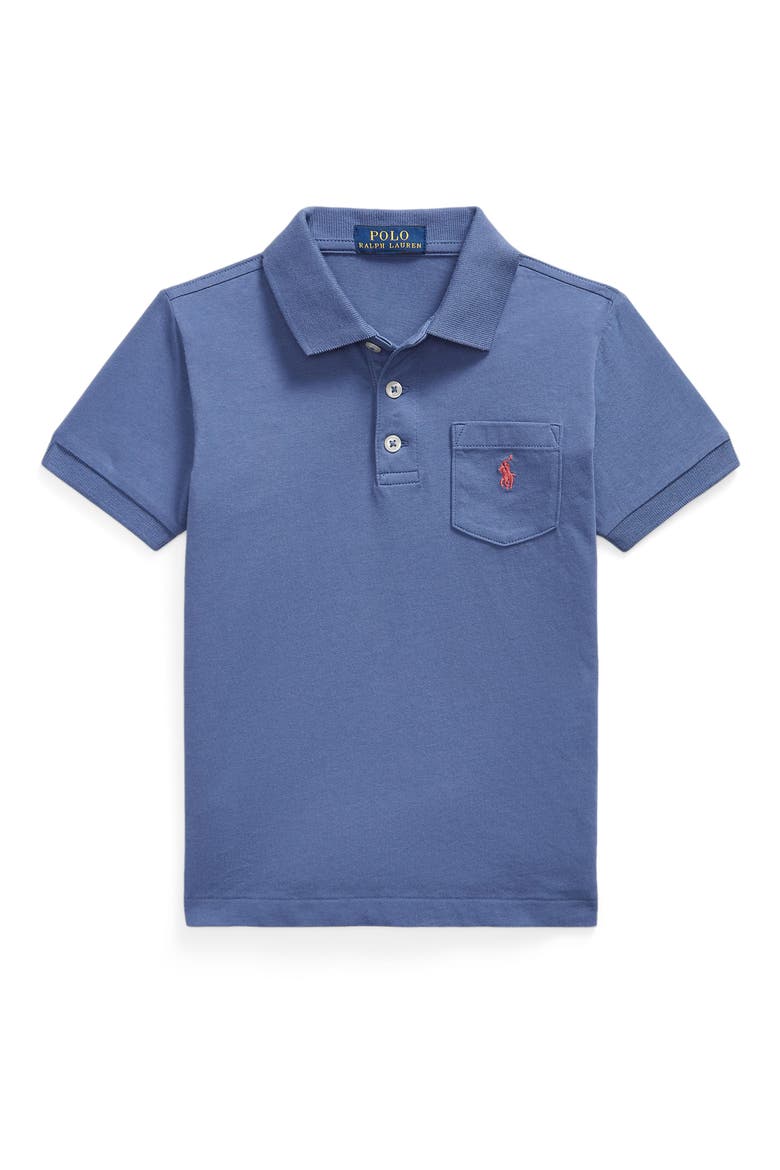 Kids' Solid Cotton Jersey Pocket Polo, Main, color, BLUE HEAVEN
