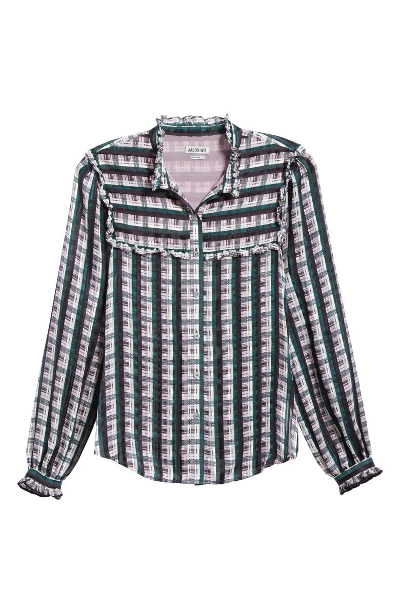 JASON WU Plaid Ruffle Blouse, Alternate, color,
