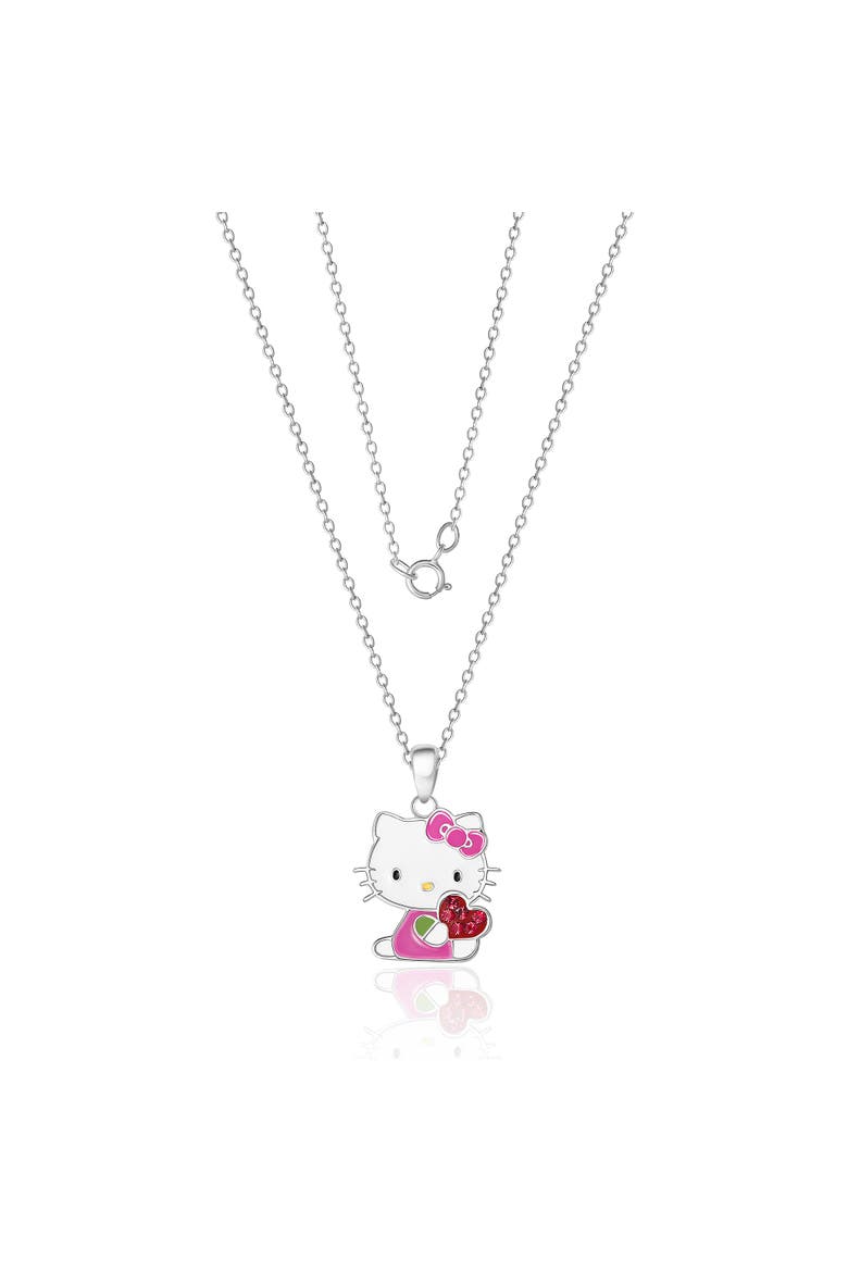 Enamel and Red Crystal Pendant, Alternate, color, Silver, white, red