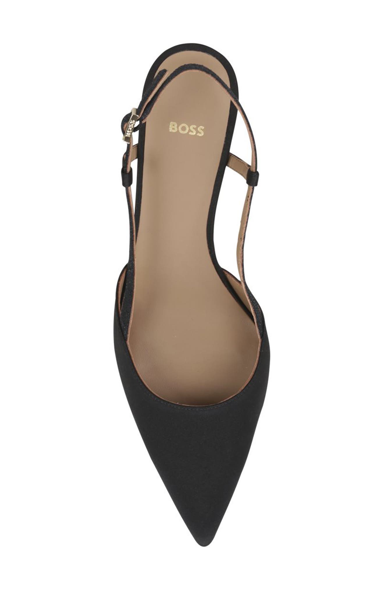 BOSS Janet Slingback Pointed Toe Kitten Heel Pump, Alternate, color, Black