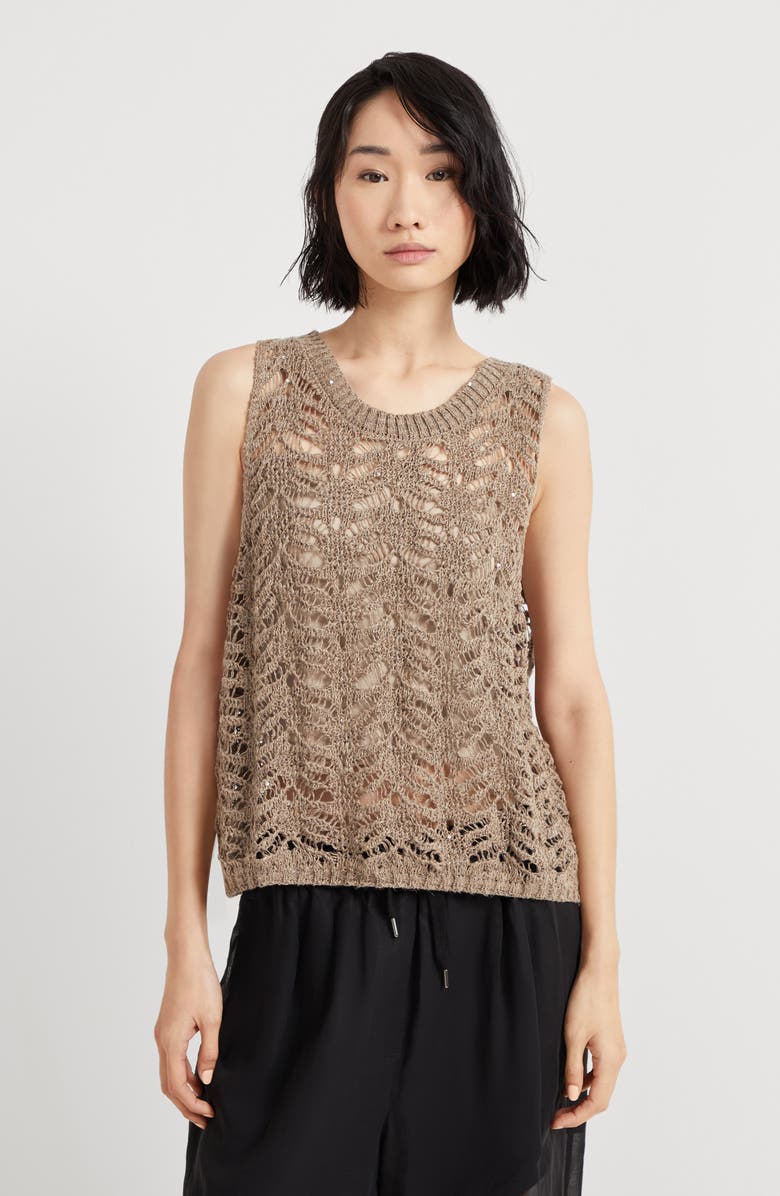Brunello Cucinelli Foliage Lace top, Alternate, color, 