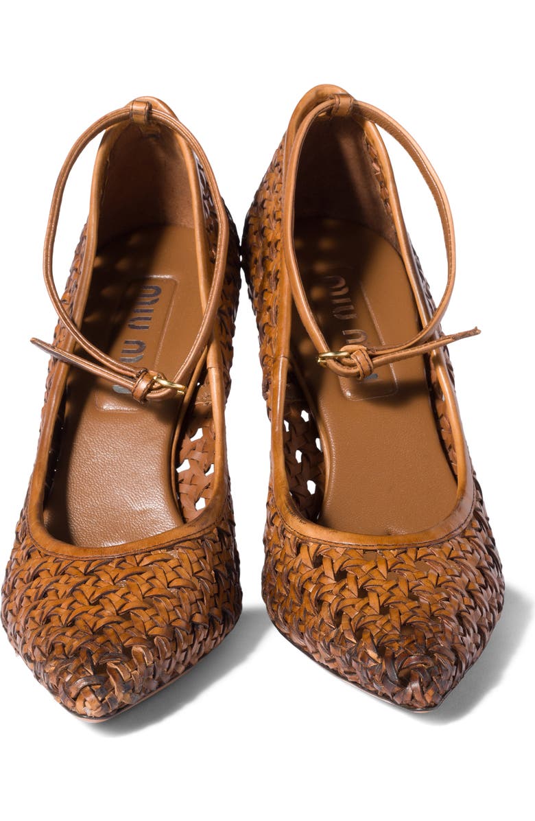 Miu Miu Woven Pointed Toe Pump, Alternate, color, Cognac