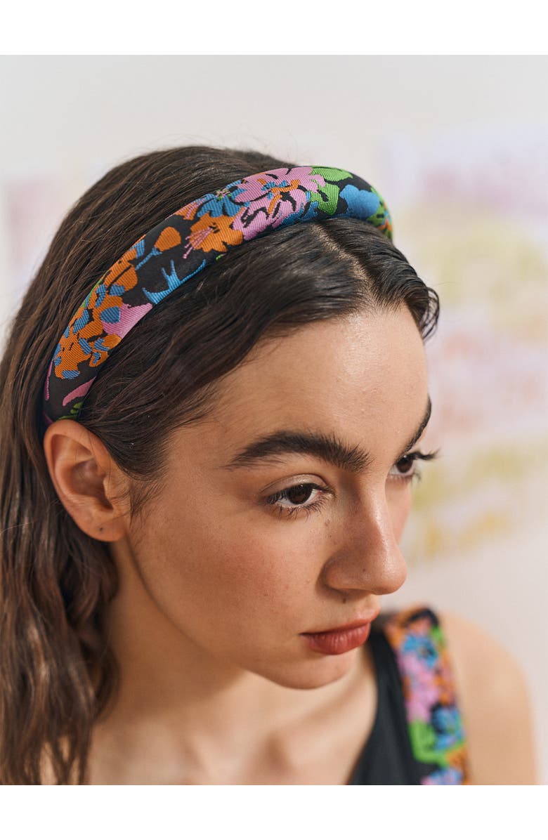 Lost Pattern NYC FRIDA x LOST PATTERN "Frida's Garden" Jacquard Hairband, Alternate, color, Black