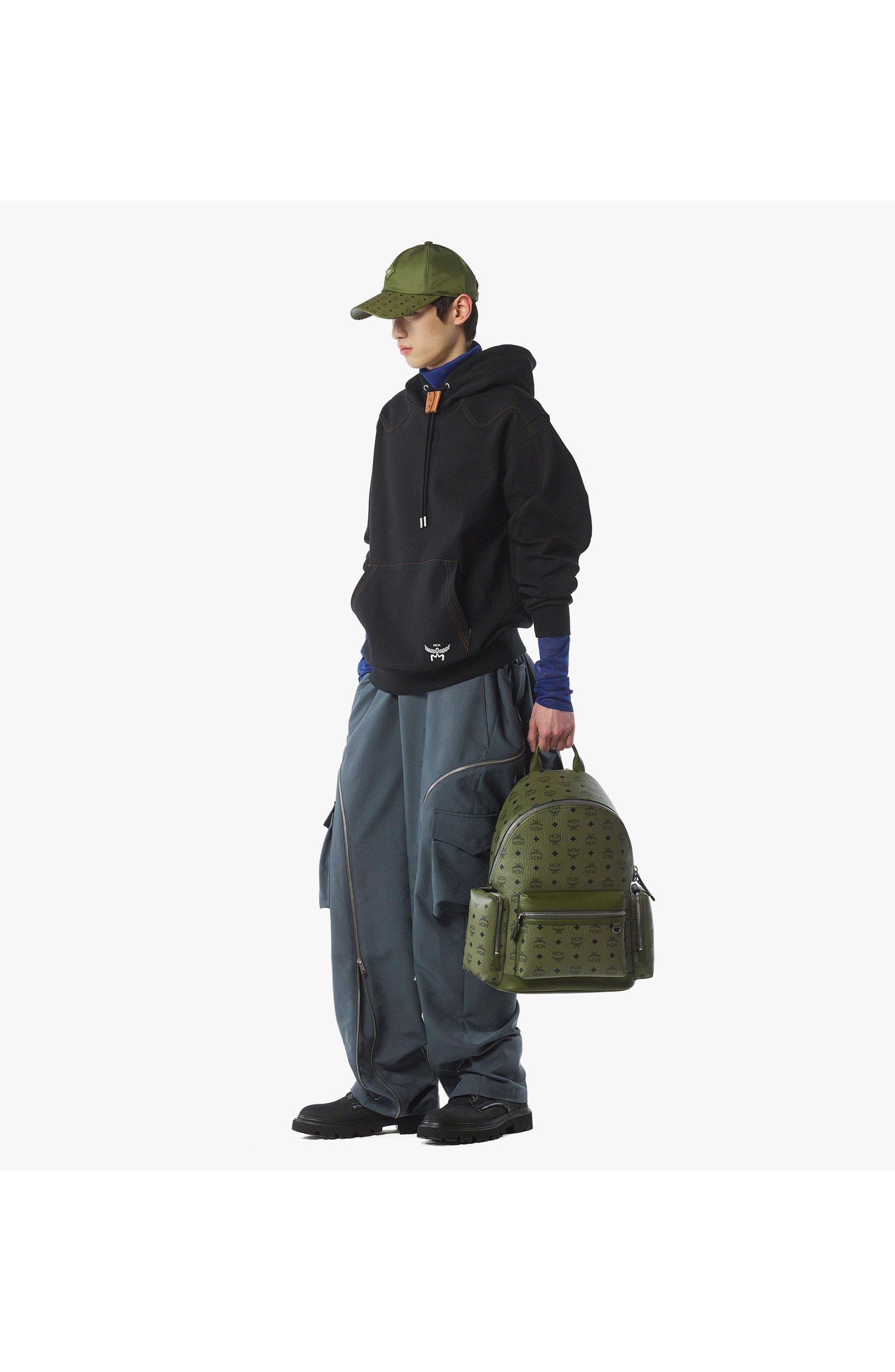 MCM Stark Backpack in Visetos, Alternate, color, Green