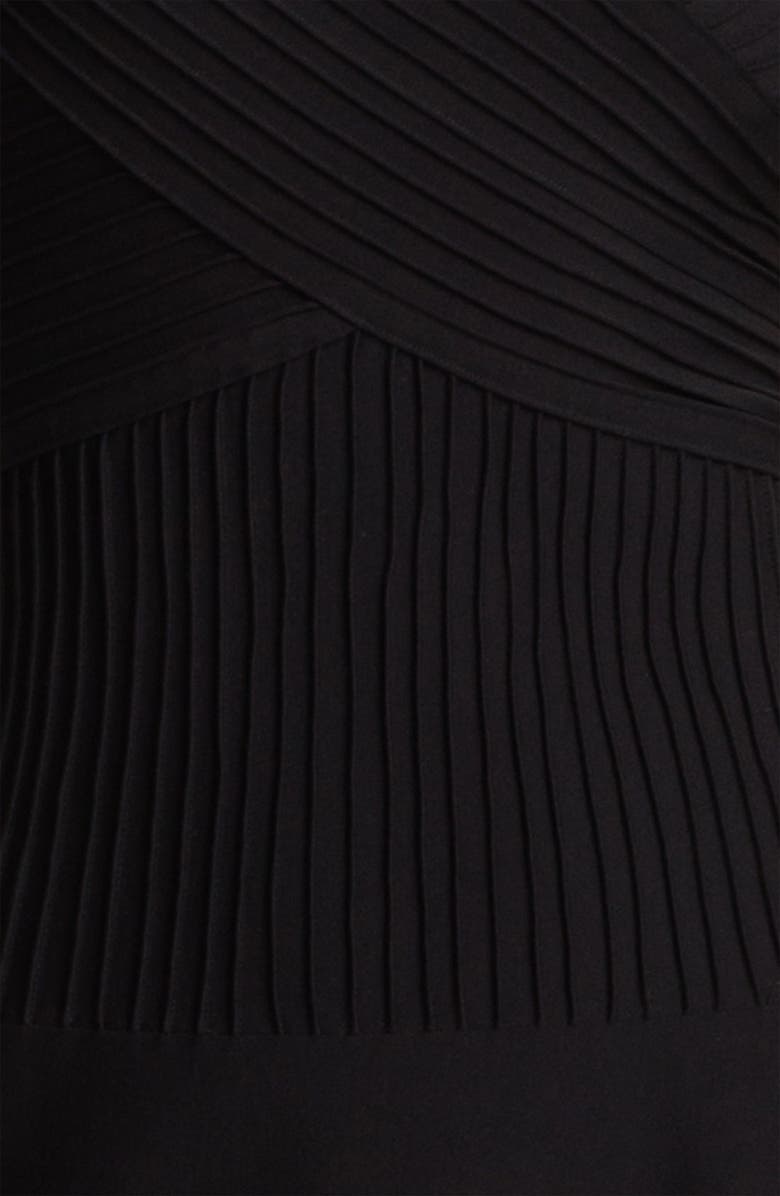 Tadashi Shoji V-Neck Tulle Trim Fit & Flare Dress, Alternate, color, 