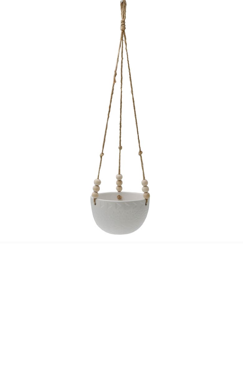 Matte White Caveman Ceramic Hanging Planter, Alternate, color, MATTE WHITE