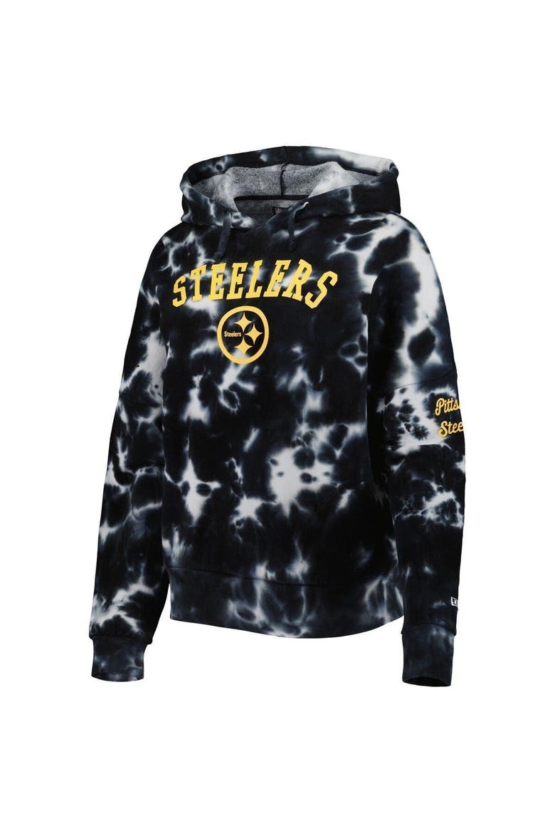 Women's New Era Black Pittsburgh Steelers Cloud Dye Fleece Pullover Hoodie, Alternate, color, Black