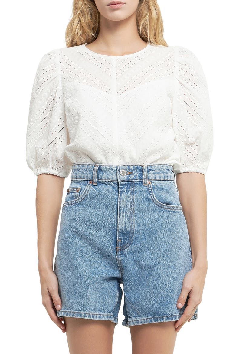 Eyelet Blouse, Main, color, WHITE