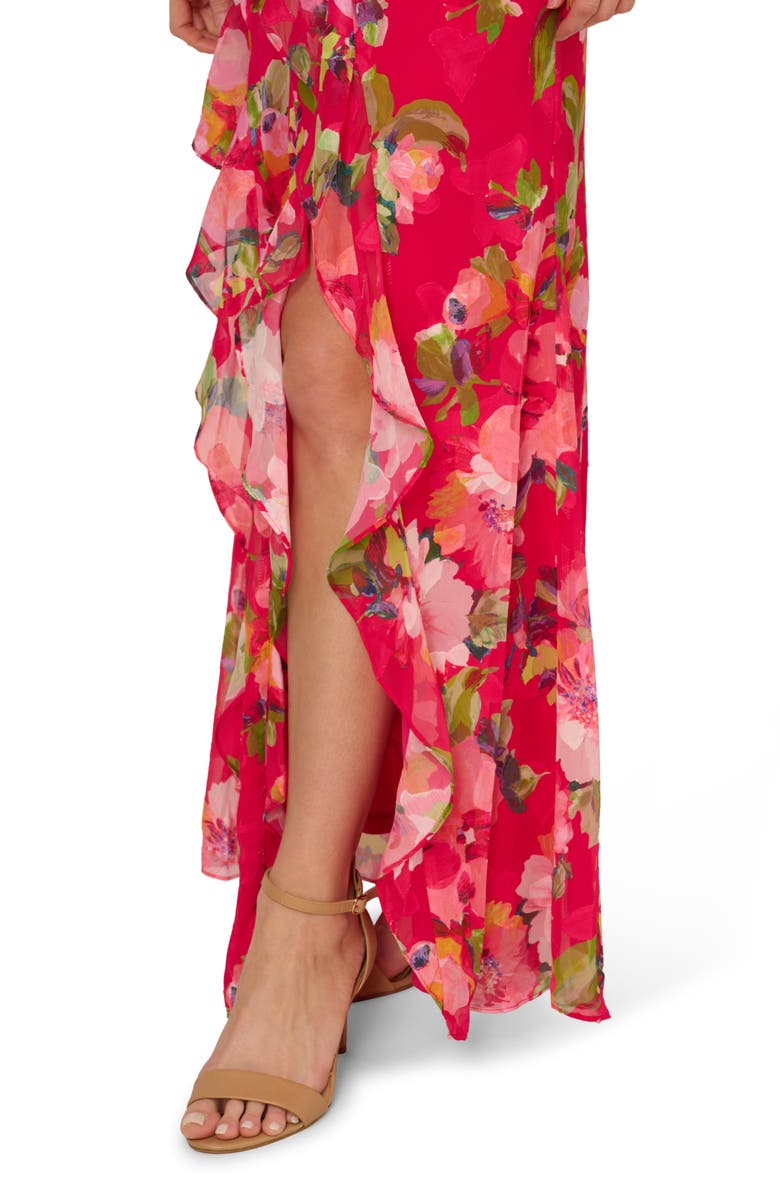 Adrianna Papell Floral Ruffle Mermaid Cocktail Dress, Alternate, color, 