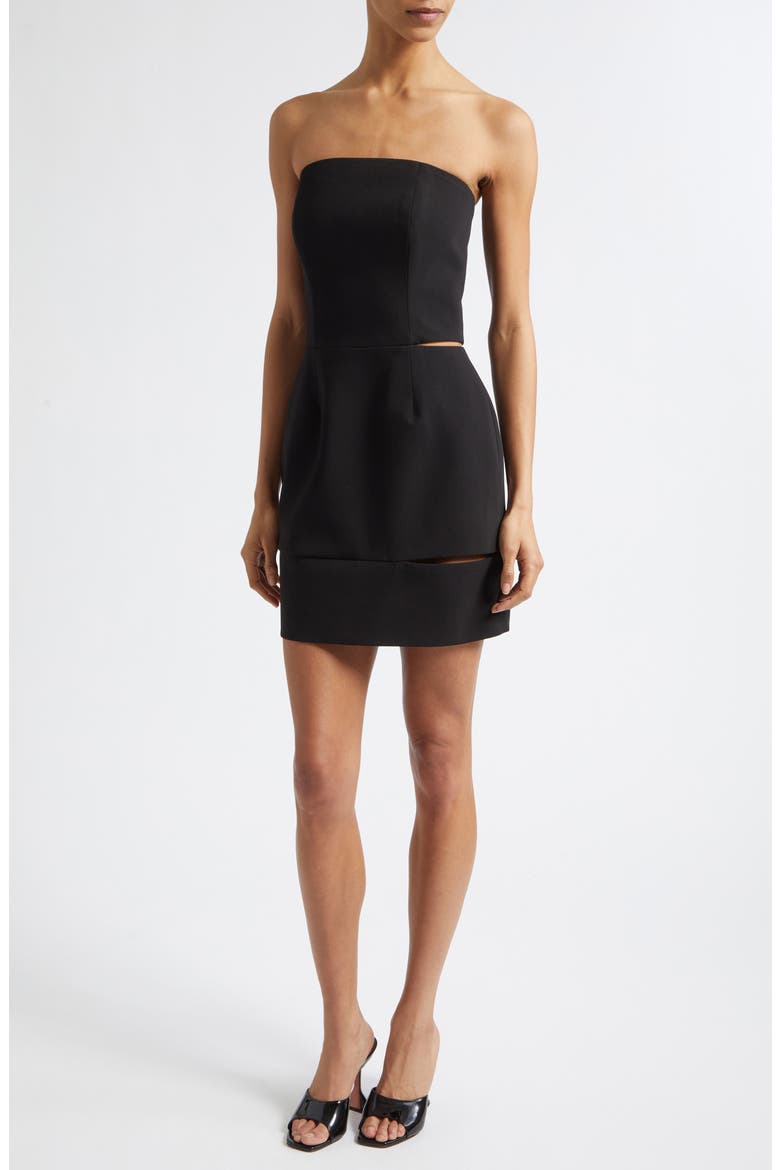 Iris Strapless Cutout Cocktail Minidress, Main, color, BLACK