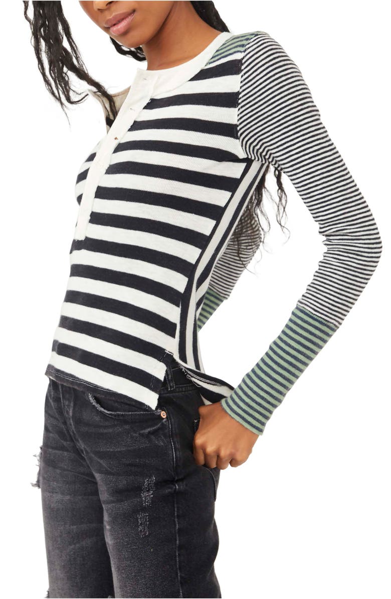 Free People Give Me Stripes Henley Top, Alternate, color, 