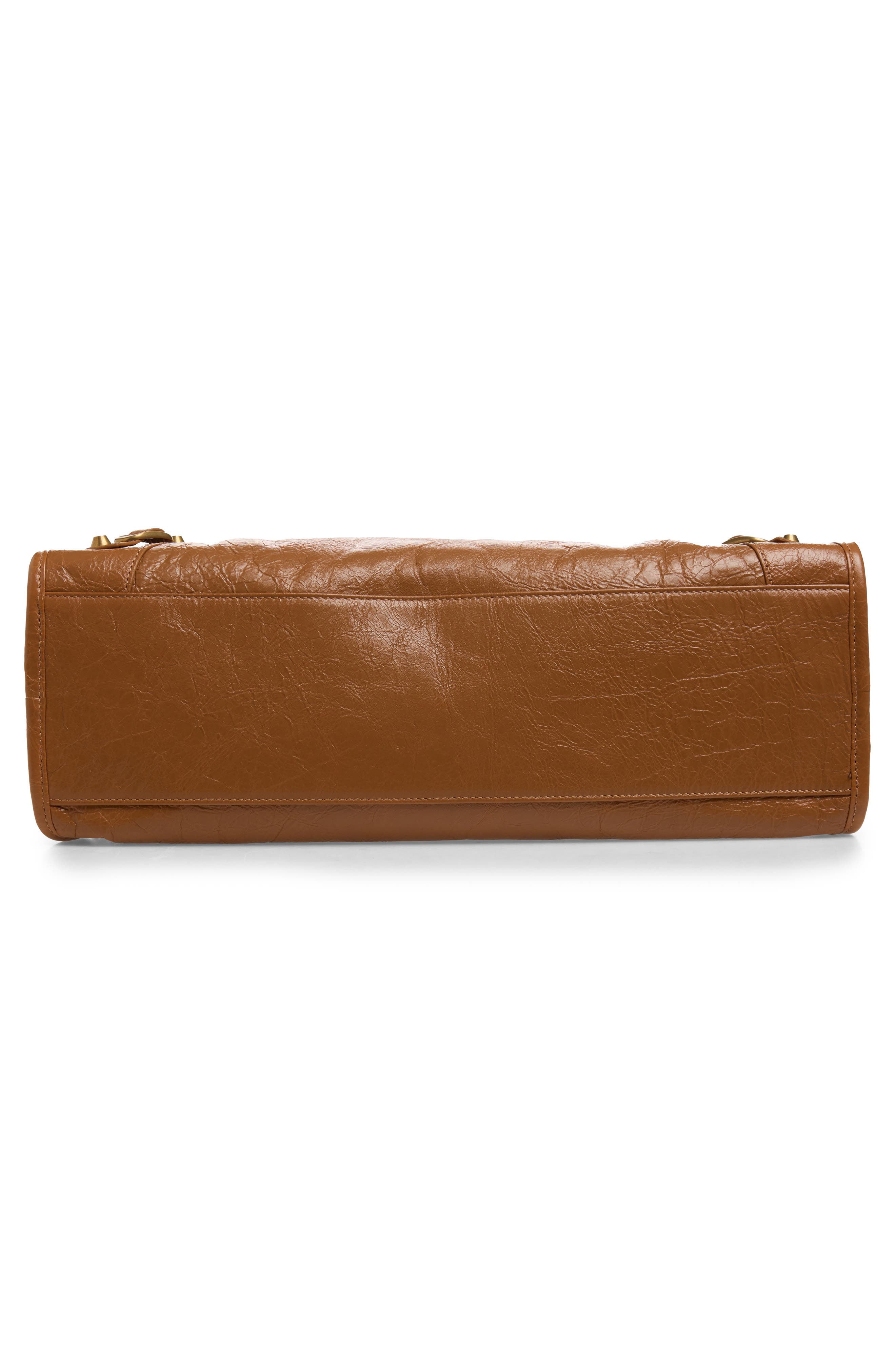 Balenciaga Medium Le City Crinkled Leather Tote, Alternate, color, 2630 Camel