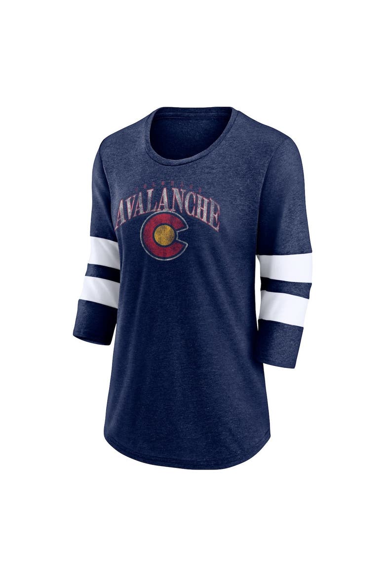 Women's Fanatics Branded Heather Navy Colorado Avalanche Special Edition 2.0 Barn Burner 3/4 Sleeve T-Shirt, Alternate, color, Heather Navy