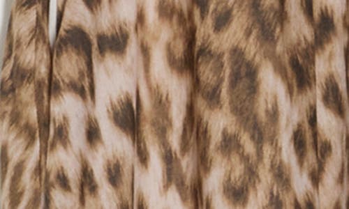 Steve Madden Puff Sleeve Empire Waist Cotton Midi Dress In Leopard