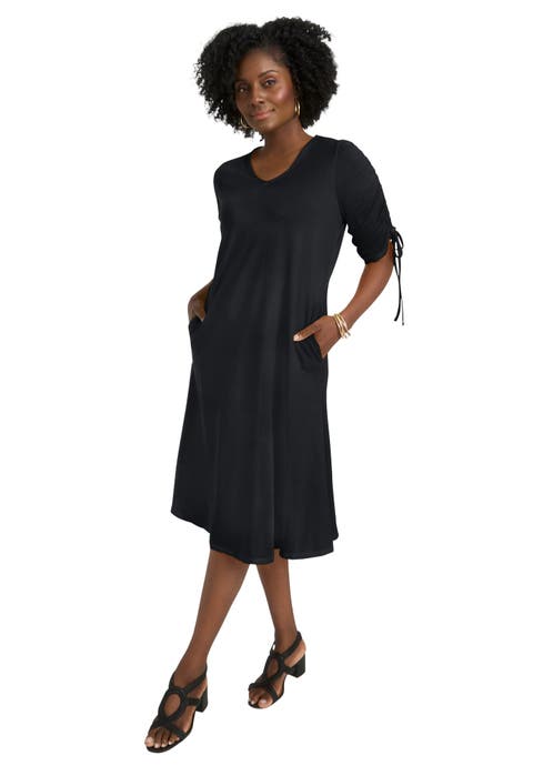 Tie Sleeve Midi Dress (Plus Available)