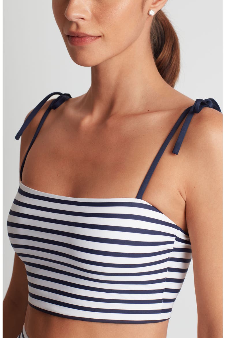 Tie Strap Crop Bikini Top, Alternate, color, NAVY WHITE