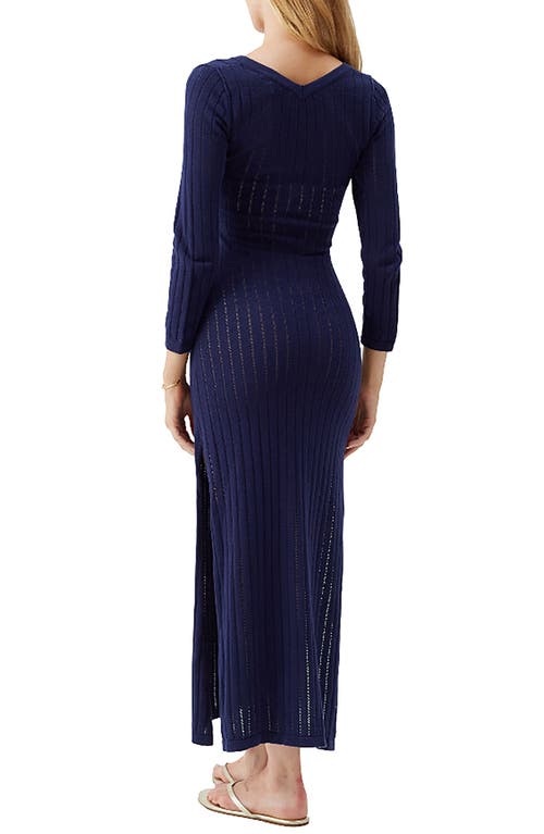 Melissa Odabash Jade Long Sleeve Semisheer Cotton Cover-up Dress In Black