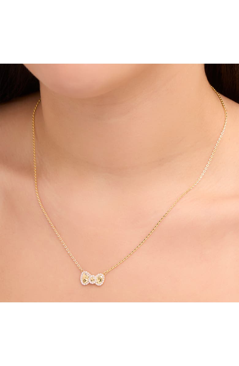 Hello Kitty White Sapphire Bow Necklace, 925 PLT 18", Alternate, color, Gold
