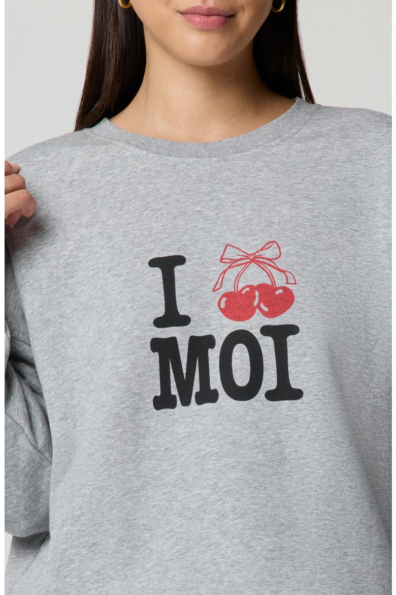 Cozy Crush Graphic Sweatshirt, Alternate, color, HEATHER GREY/ CHERRY
