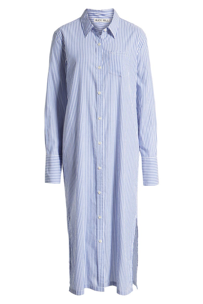 Stripe Maxi Shirtdress, Alternate, color, BLUE/ WHITE