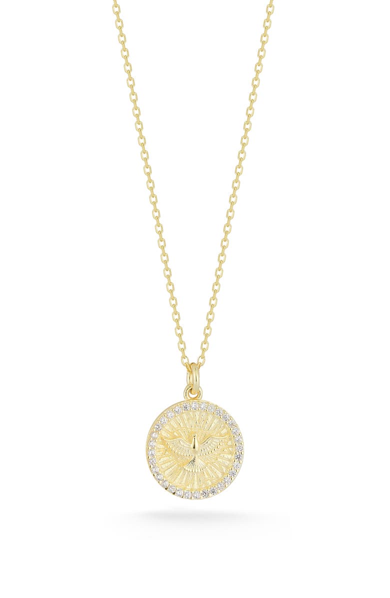 CHLOE AND MADISON CZ Coin Pendant Necklace, Main, color, Gold