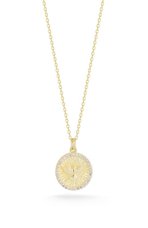 CZ Coin Pendant Necklace