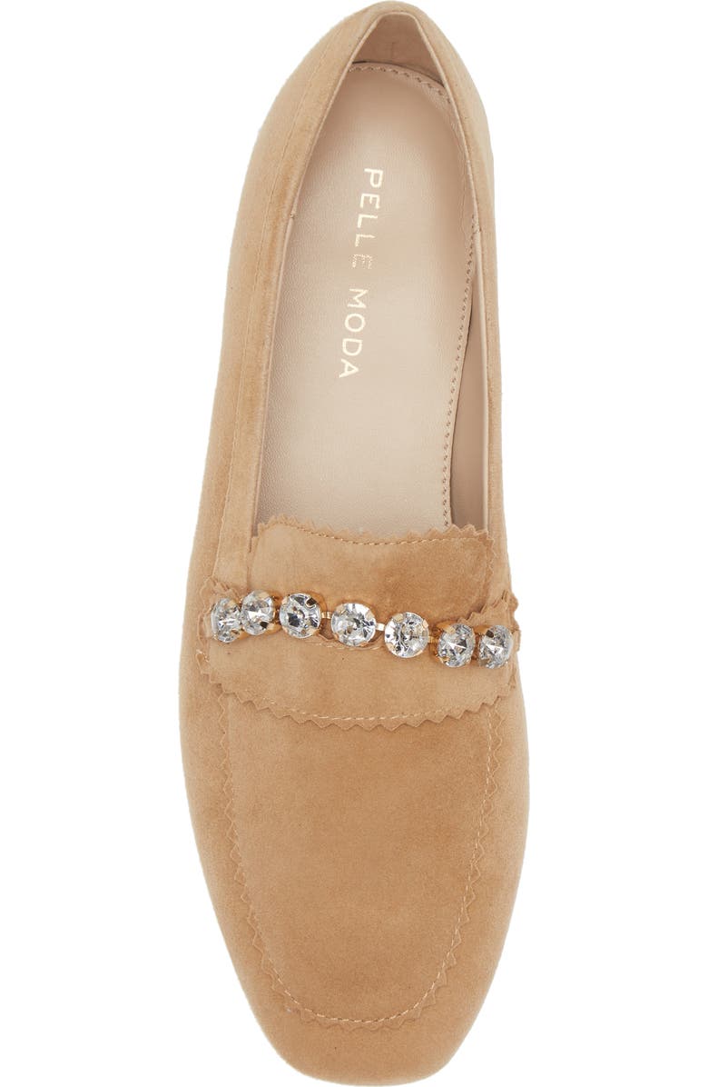 Pelle Moda Herron Crystal Embellished Loafer, Alternate, color, Latte