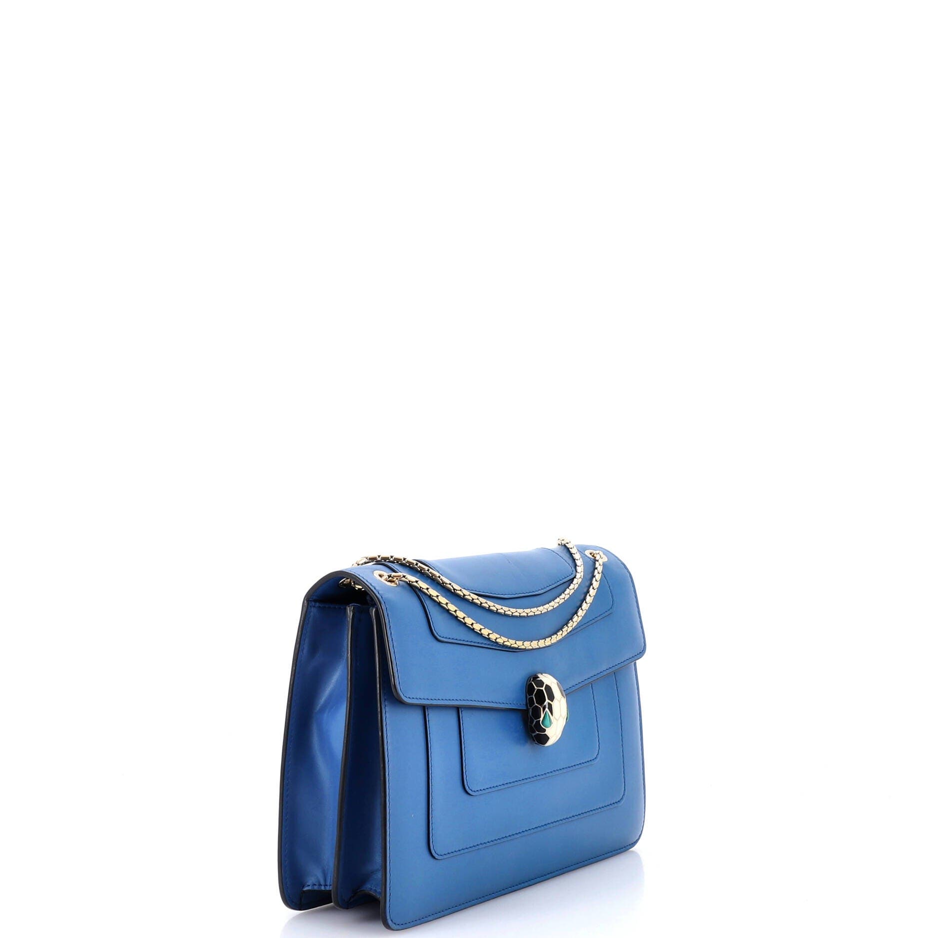 Serpenti Forever Shoulder Bag Leather Medium, Alternate, color, Blue